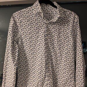 Zara men's bird patterned dress shirt